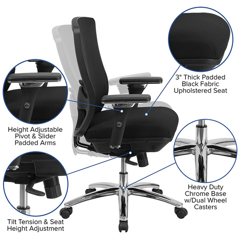 Black Mesh and Chrome Adjustable Swivel Office Chair