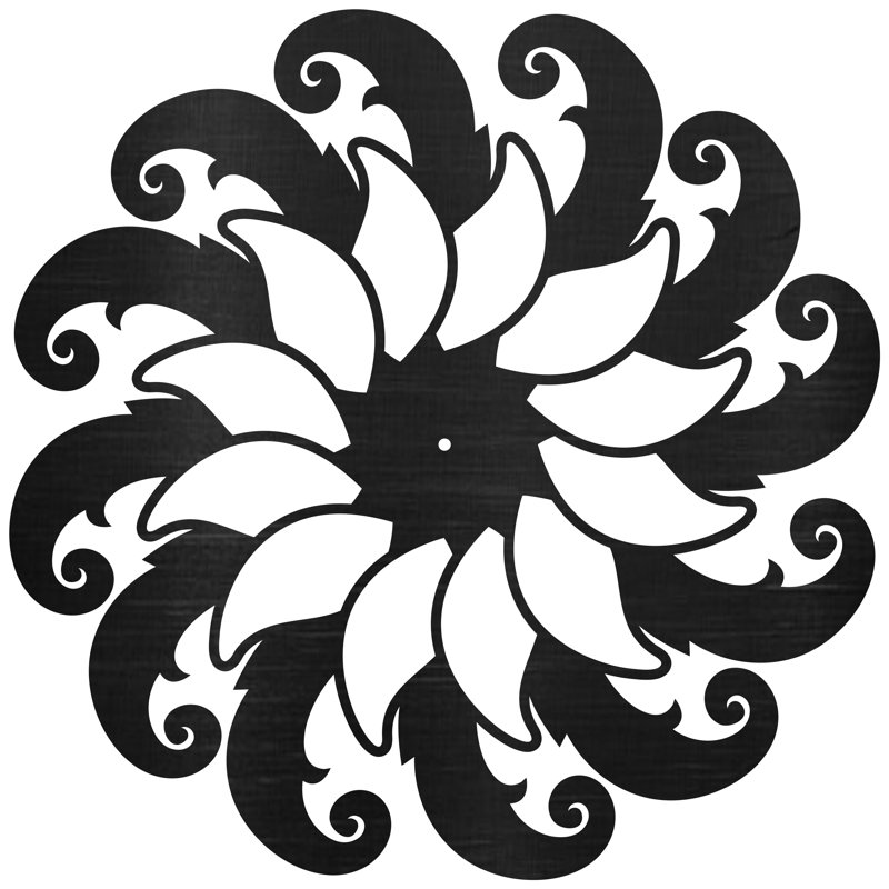 Art mural spirale mandala avec tourbillons - bouleau baltique naturel, H 46 po x l 46 po x P 0,25 po