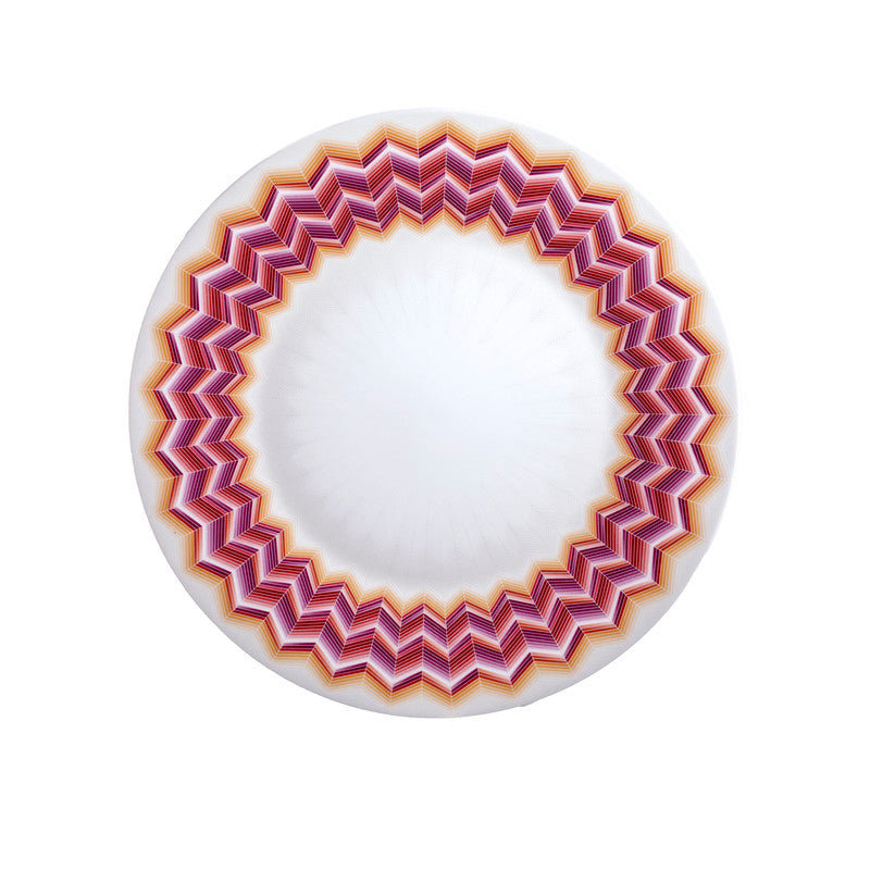 Zig Zag Bone China Dinner Plate, Red