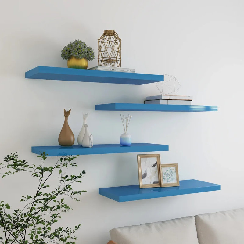 Gracie-Rose 4 Piece Picture Ledge Wall Shelf, 80 x 23.5 x 3.8 cm, Oak/White