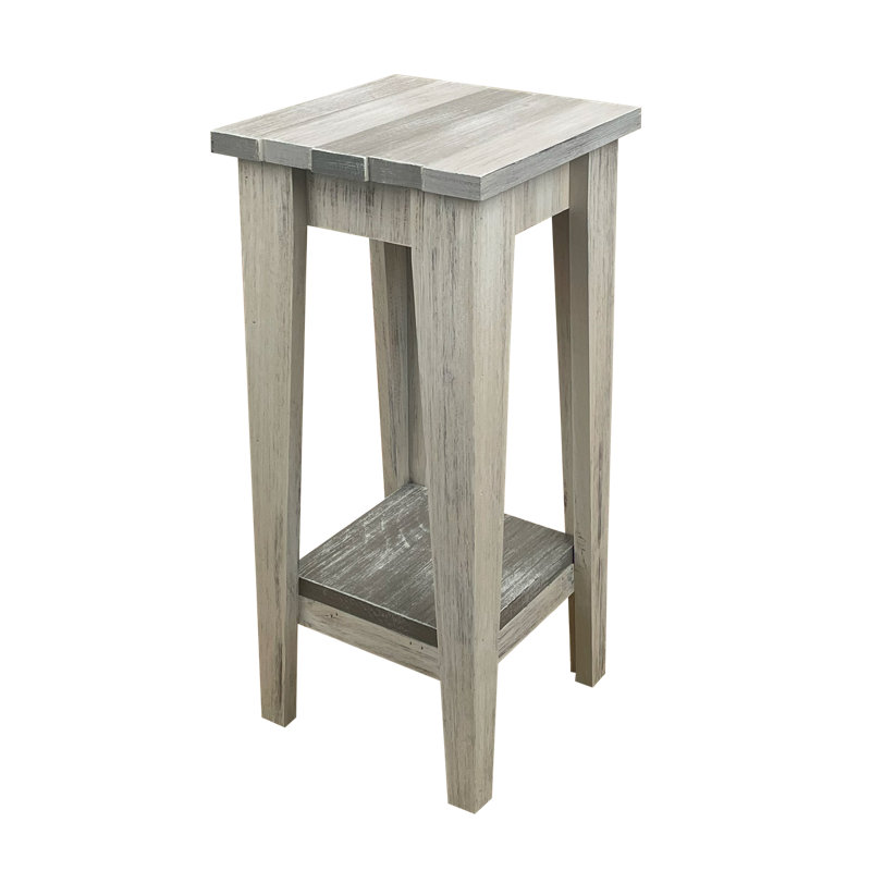 Table de bout en bois massif Kiona, Beige/gris