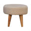 Petit repose-pieds en bois massif, pieds nordiques, rembourrés, beige et brun clair