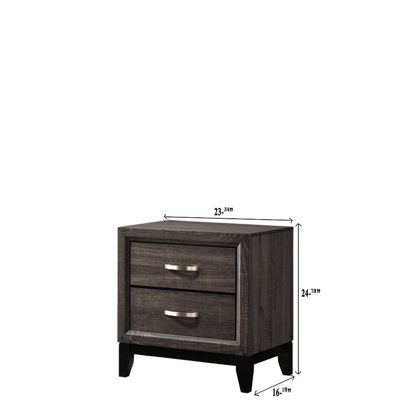 Table de chevet pour salon - brun gris, deux tiroirs inclus, 2 grands espaces de rangement bruns modernes, Gris brun