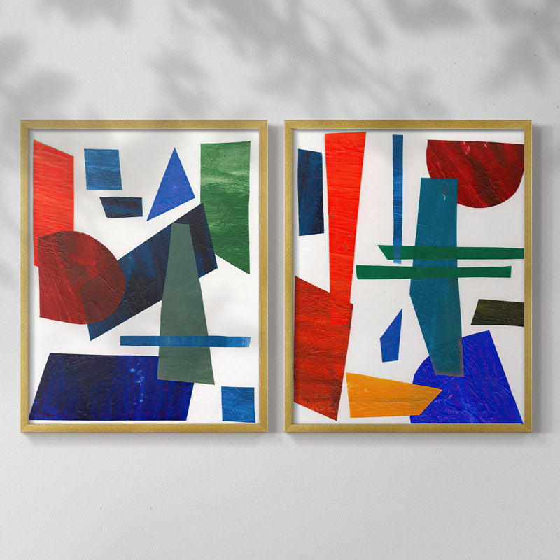 Colorful Shapes III - reproduction encadrée de qualité supérieure - prête à être accrochée - aucun clou requis - aucun clou requis