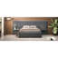 Grand lit plateforme tapissier avec grande tête de lit, mobilier de chambre à coucher, velours, gris