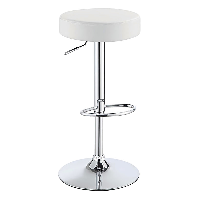 Upholstered Adjustable Height Counter Stool, White