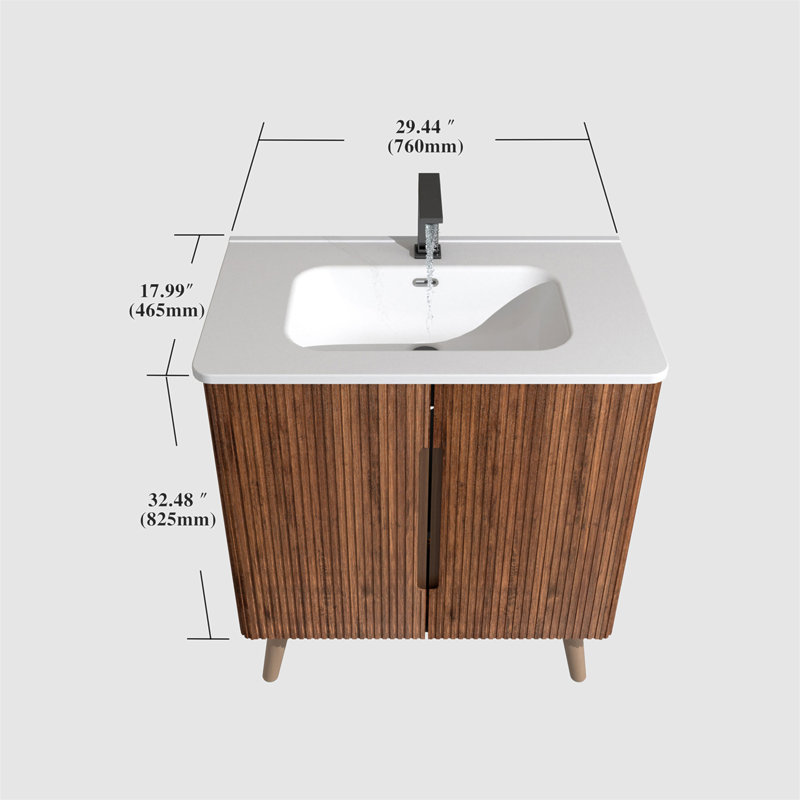 Meuble-lavabo de salle de bain moderne polyvalent avec lavabo et plusieurs options de fixation