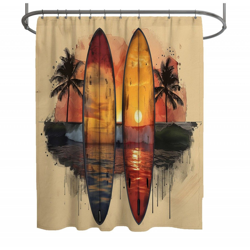 Surfboards Beach Reflections Yes Shower Curtain, 93"H x 70"W
