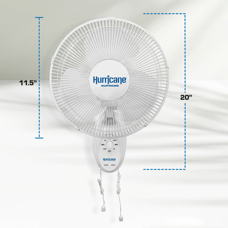 Hurricane 20'' Oscillating Wall Mounted Fan Fan