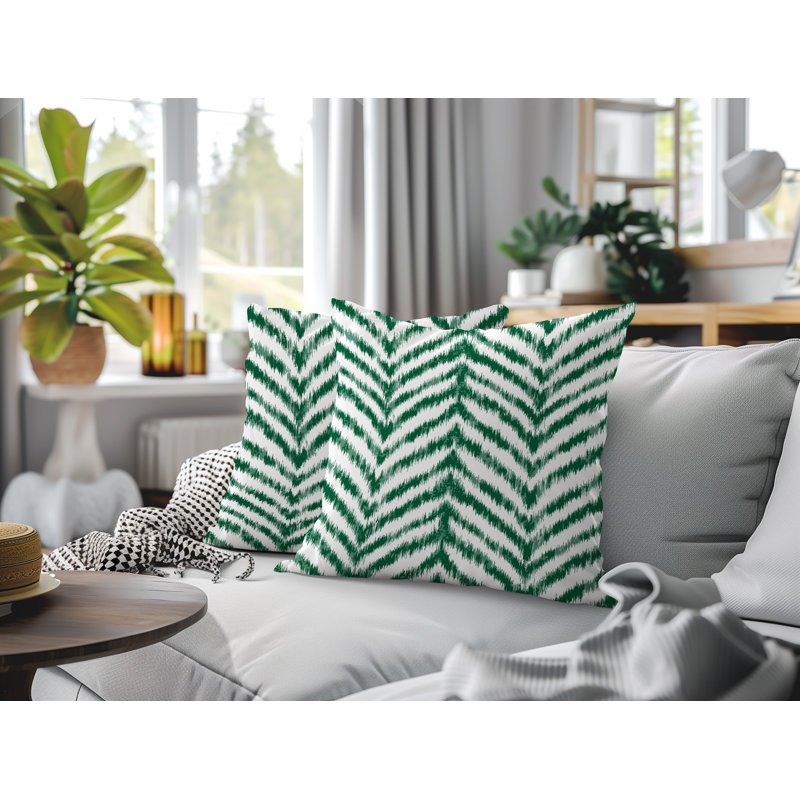 Oreiller réversible intérieur / extérieur à imprimé zébré Kent, 16x16, Green