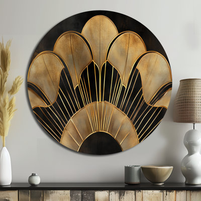 Or géométrique Golden Fan - décoration murale abstraite Art déco en métal