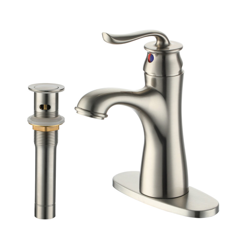 Single-Hole Single-handle Bathroom Faucet with Drain Assembly, Brushed Nickel