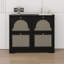 Armoire à chaussures étroite Mid-Century moderne avec 4 tiroirs rabattables et 4 portes en rotin-1657217061