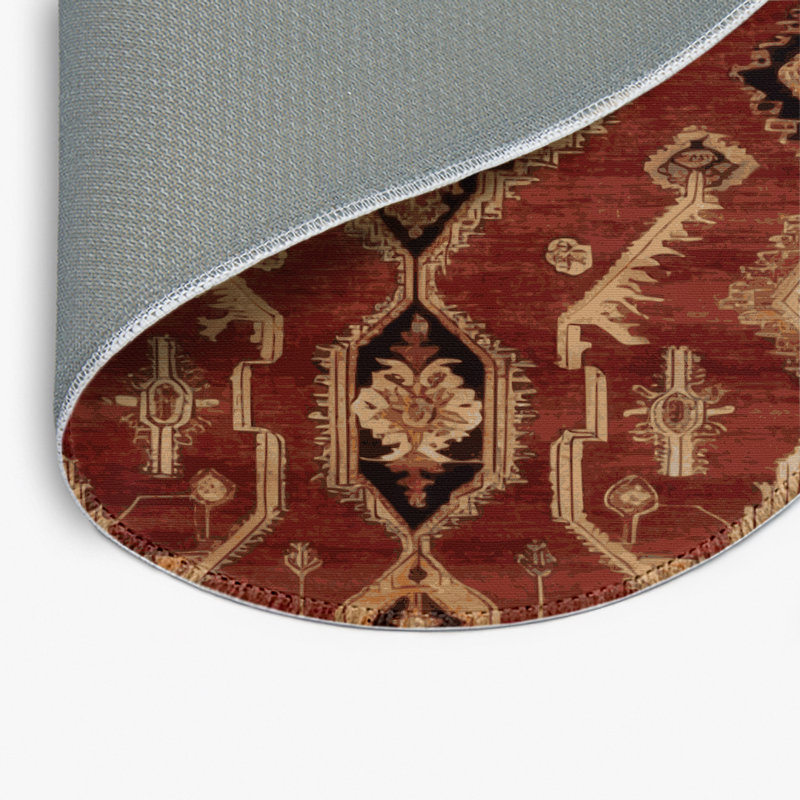 Tapis d'intérieur et d'extérieur brun Persian, Rond 5 pi