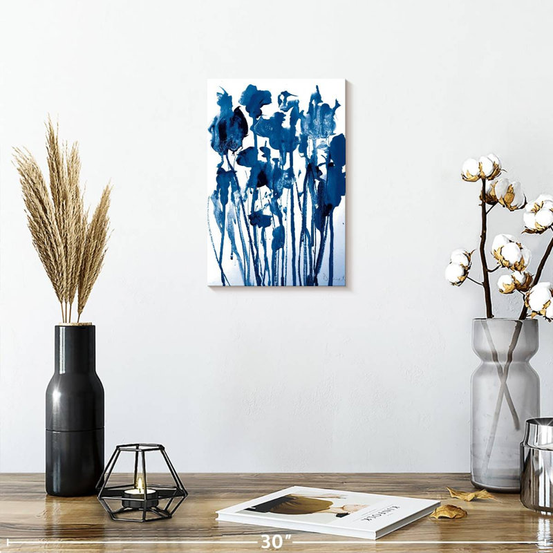 Avery Navy Flowers, 12" H x 8" W