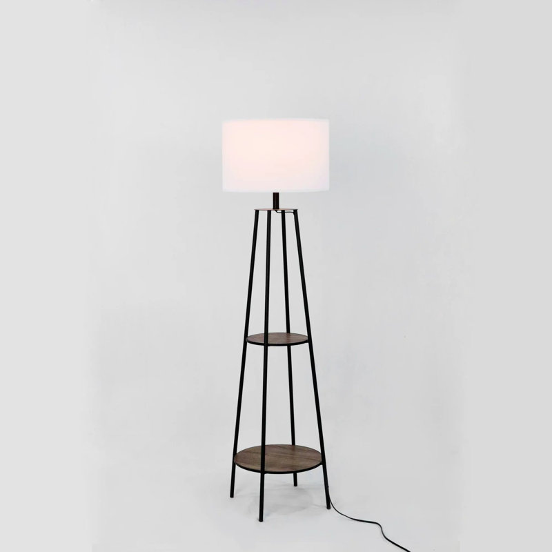 62'' Matte Black LED Tray Table Floor Lamp