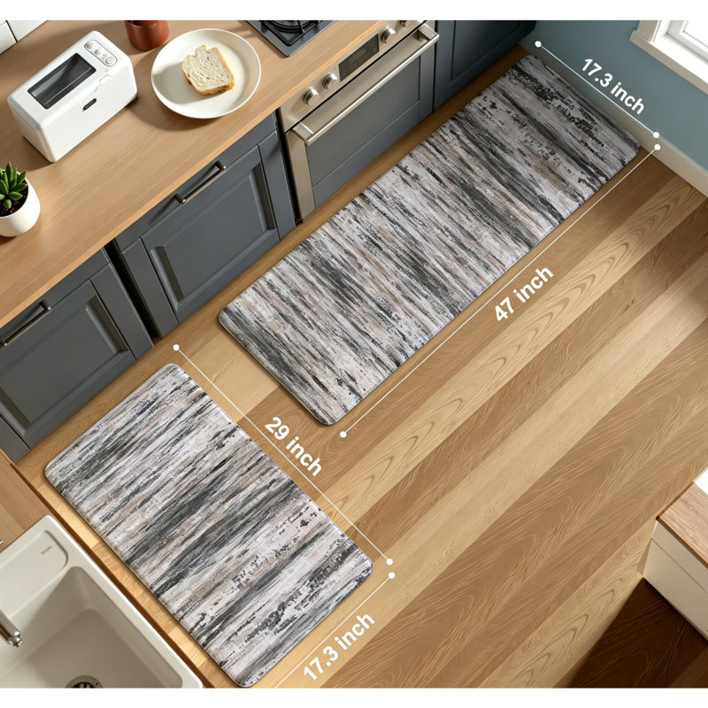 Tapis de cuisine antidérapant antidérapant 2 pièces, Noir