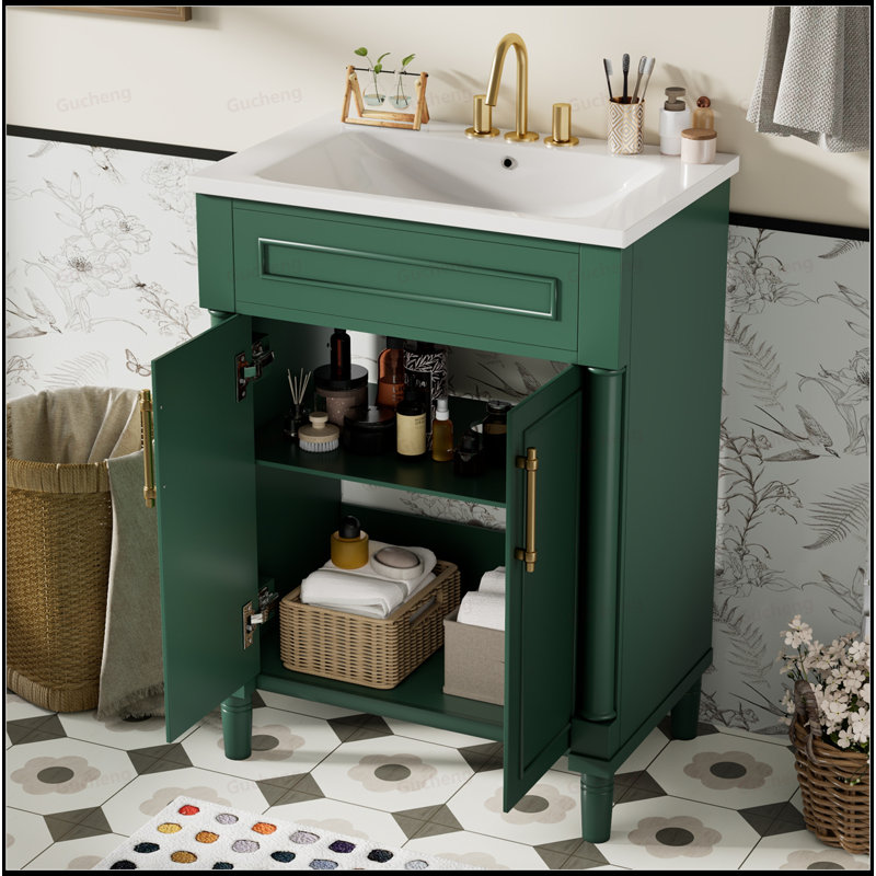 Petit meuble-lavabo 24 po avec lavabo intégré, Vert