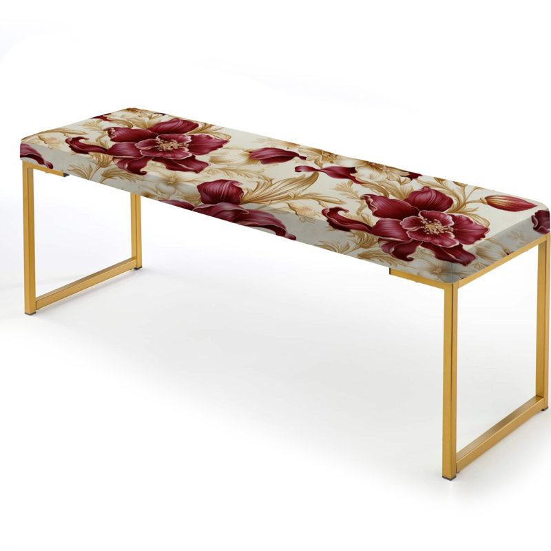 Falencia - Floral Upholstered Gold Bench