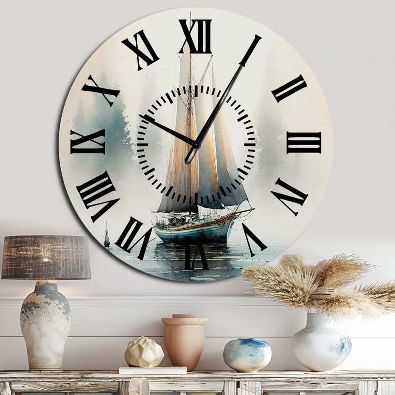 Horloge murale voilier ancré, Surdimensionné