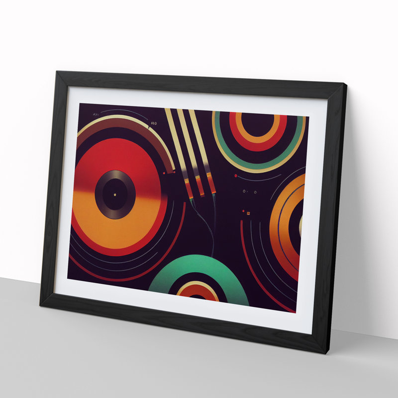 Interesting Vinyl Record - Framed Print, Black, 46cm H x 64cm W x 2cm D
