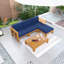 Ensemble de conversation modulaire d'extérieur en bois 5 pièces avec 2 canapés d'angle, 1 canapé sans accoudoirs, 1 repose-pieds, 1 table à thé, 4 coussins et 3 coussins de dossier-1145400209