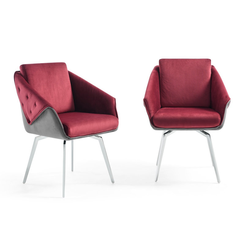Scally Jess Dining Armchair, Chrome, Red