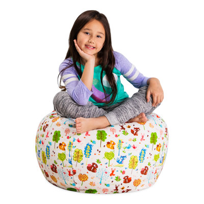 Kids Bean Bag Chair Cover - Stuffed Animal Storage & Toy Organizer with Zipper - Plush Storage Kids Bean Bag Cover only for Toddlers and Children