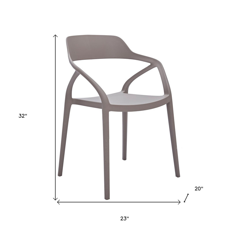 Ensemble de quatre chaises de salle à manger à dossier ouvert en plastique robuste gris, Gris