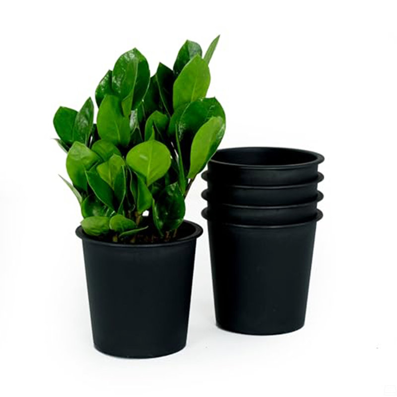 7.9" Round Nursery Plant Pot - Garden Plastic Pots With Drainage (5-Pack), 6.7" H x 7.9" W x 7.9" D