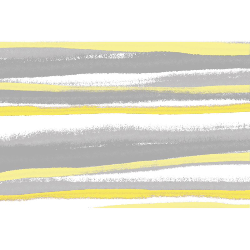 Yellow Grey Streaks 1 Piece Wrapped Canvas Wall Art, 20cm H x 30cm W