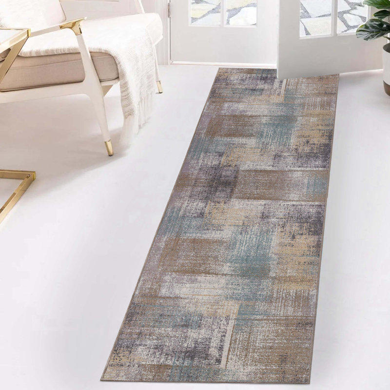 Tapis de couloir d'intérieur moderne 100% polyester Kusinet , Tapis de couloir 2 pi 7 po x 8 pi