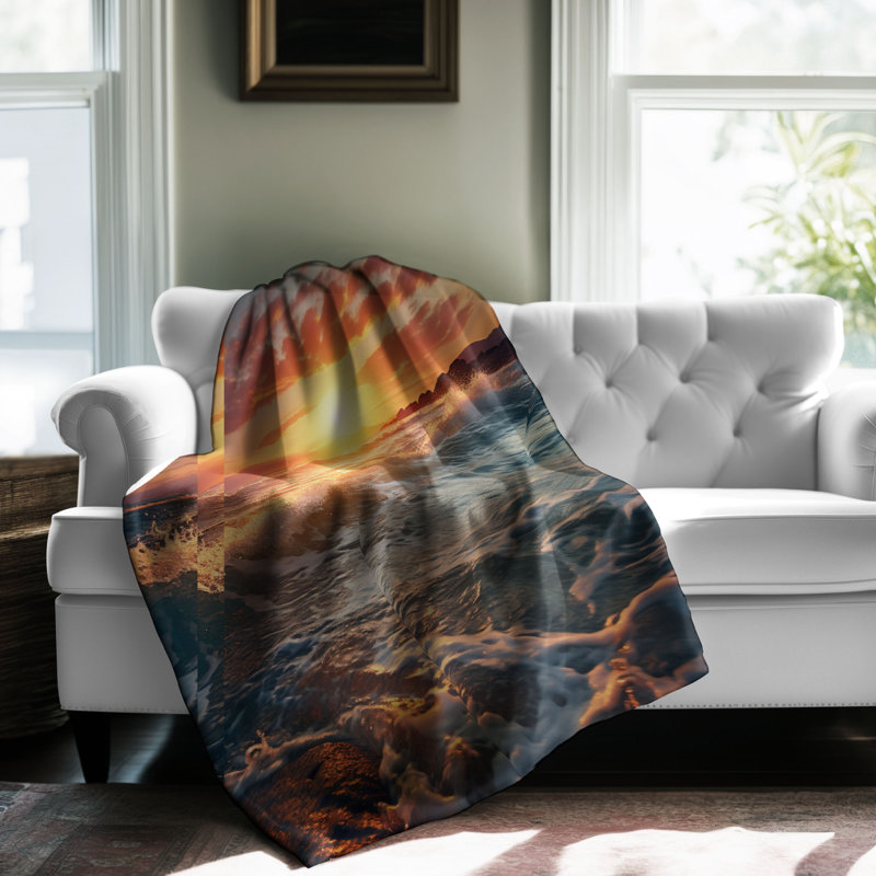 Dusk Ocean - 1 pièce Sherpa Premium, Lit simple