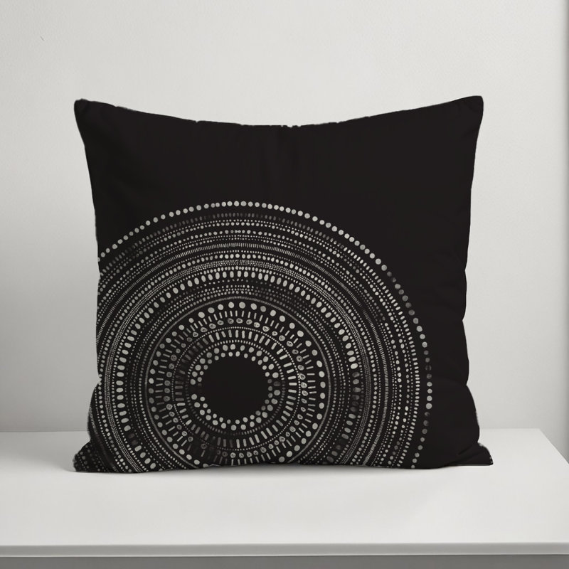 Abstract Outdoor Reversible Throw Pillow, Black