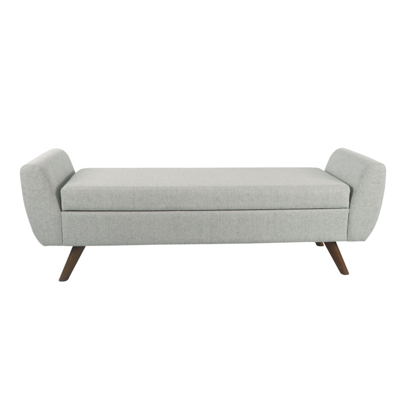 Amsi Upholstered Storage Bench, Gray Woven