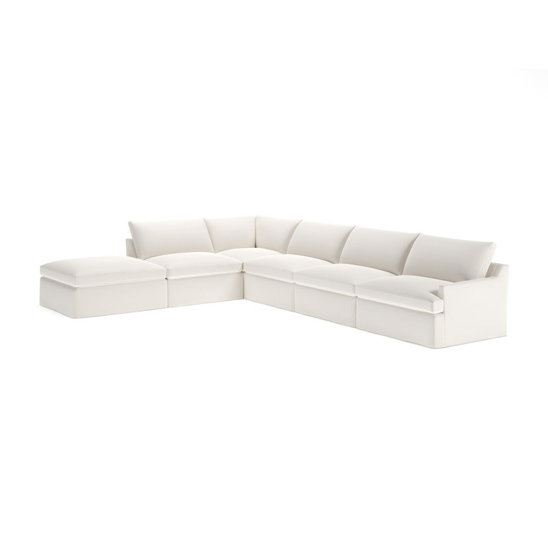 Canapé modulaire 6 pièces Wrenley, Mélange de lin performance blanc cassé Lena, Orienté à gauche (vu de face)
