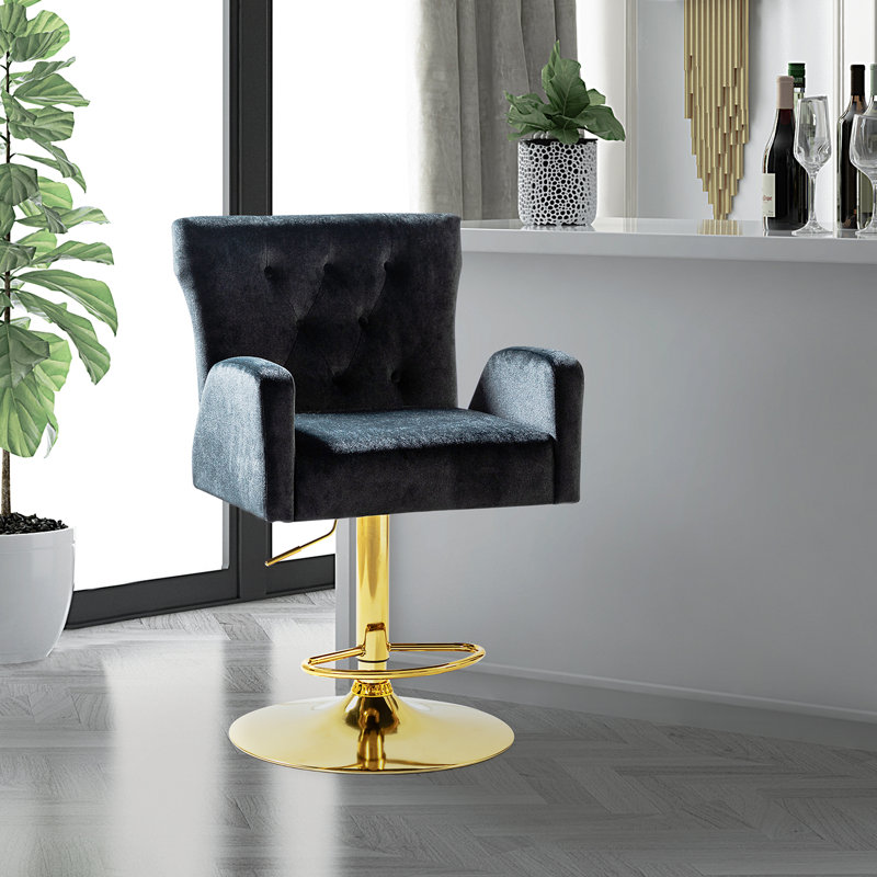 Tabouret de bar pivotant à hauteur réglable Rhett, Noir