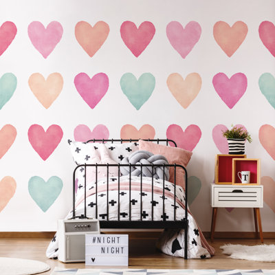 Colour My Heart Neutral Duck Egg - 3 Drop Repeatable Wall Mural