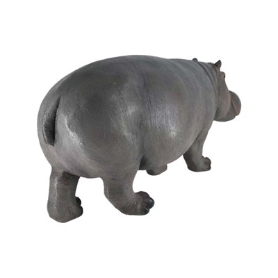 12.6'' Weather Resistant Hippopotamus Garden Statue, Realistic Resin Hippo Wildlife Sculpture, Outdoor Decor for Lawn, Yard, Patio & Pond Landscaping