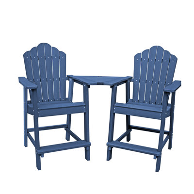 Albany 3-Piece Tall Adirondack Chair Set with Table HIPS Outdoor Patio Bar Stools by Rosecliff Heights