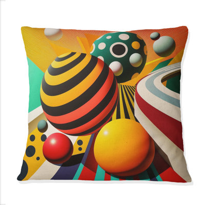 Pop Art Colorful Spheres I - Abstract Geometric Printed Throw Pillow
