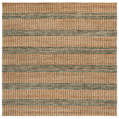 Martha Stewart 9525, jute touffeté à la main à 40%; 40% laine; Tapis rayé 20% coton