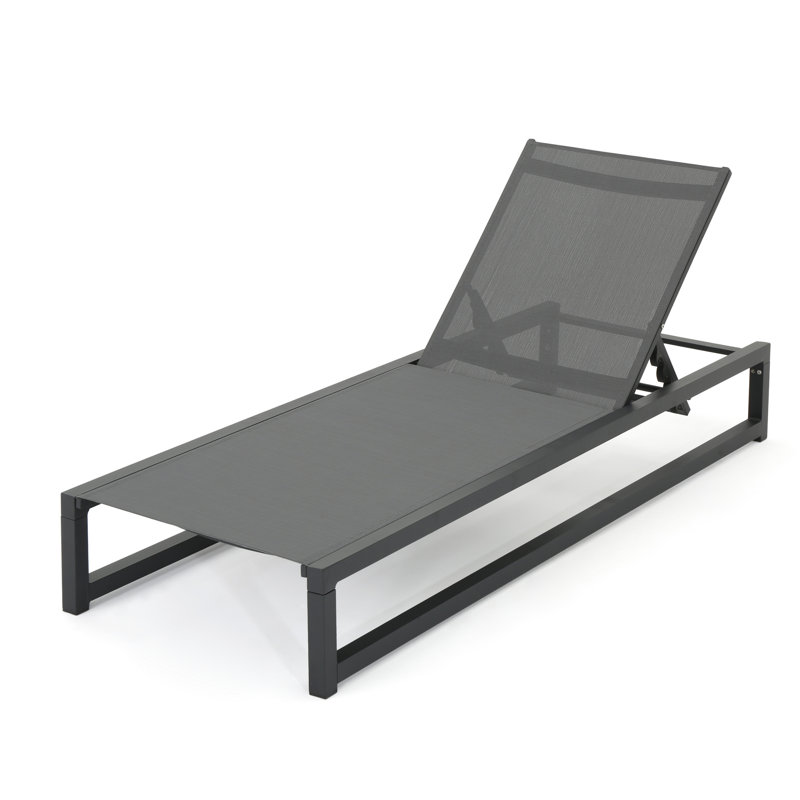 Chaise moderne en maille grise - siège d'extérieur en aluminium confortable et réglable