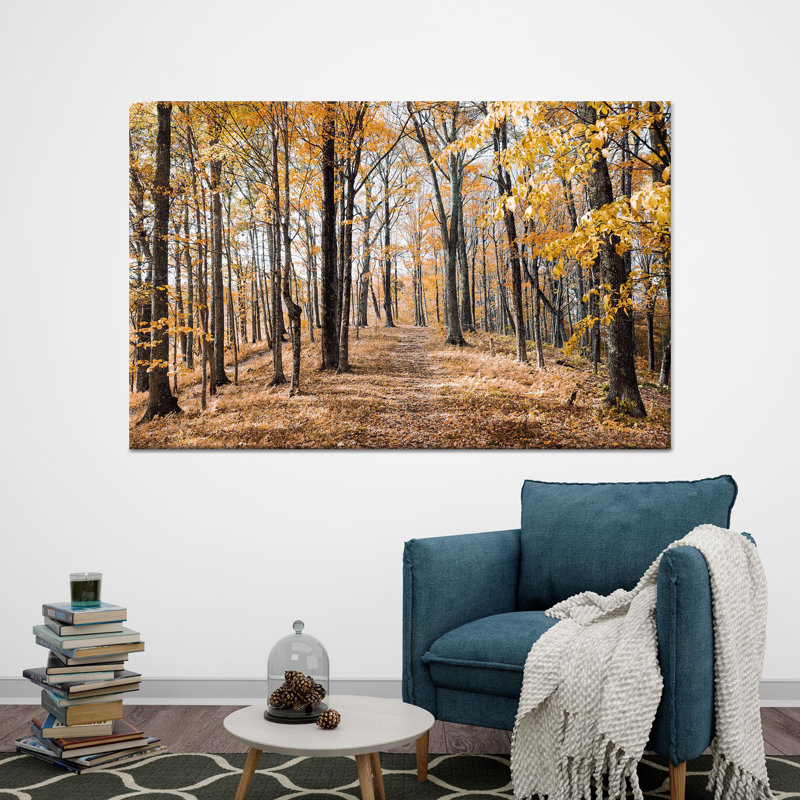 Paysage d'automne, art mural sur toile, reproduction décorative d'automne, 1P or encadré, 59,1 po H x 102,4 po l