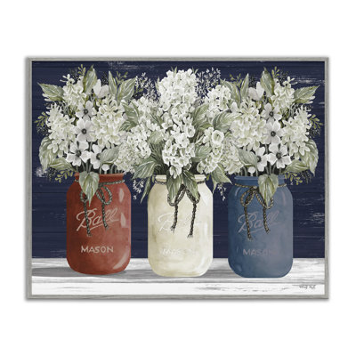 Americana Floral Bouquets Rustic Flowers Country Pride Gray Farmhouse Rustic Framed Giclee Texturized Art by Cindy Jacobs