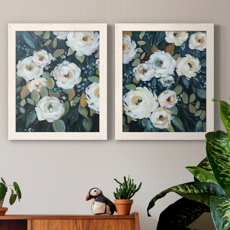 Moonlit Garden II - ensemble de 2 reproductions d'art, H 20 po x l 17 po x P 1 po, Toile blanche encadrée, Pas de tapis
