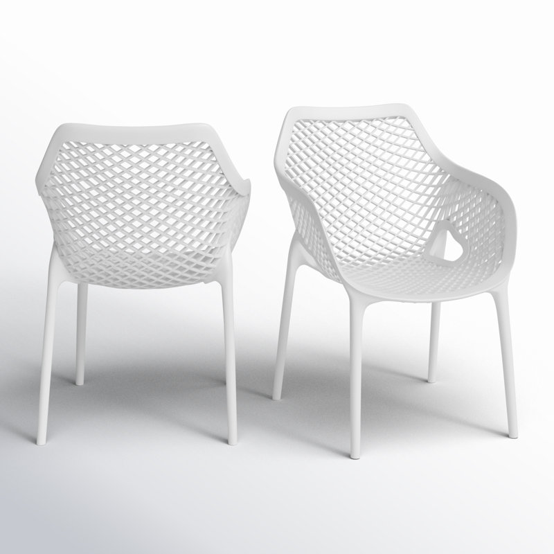 Chaise de salle à manger d'extérieur empilable Farrah, Blanc