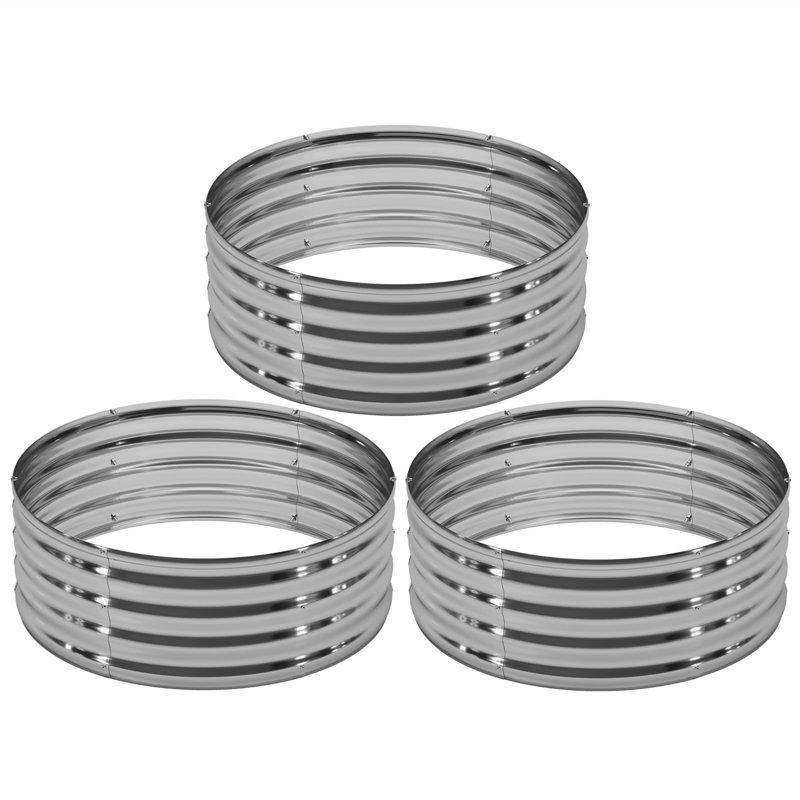 3Pk 2X2X1Ft Outdoor Galvanized Raised Stedman Kit, Rust & Corrosion Protection, Easy Assembly, Safe Edge, Ideal For Vegetables & Flowers