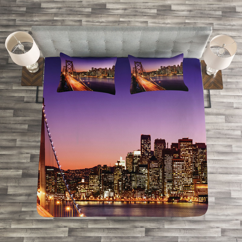 No Pattern Bedspread with Pillow Shams, 220 x 264 cm