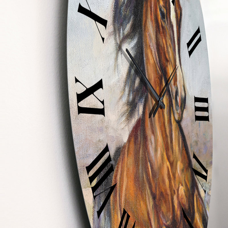 Portrait d'un cheval dans la course - Horloge murale traditionnelle, Moyen